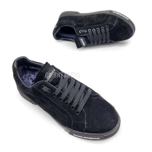 Мужские зимние кроссовки Dolce &amp;amp; Gabbana Man Winter Suede Black
