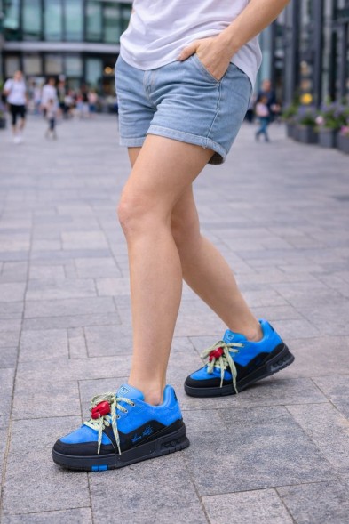 Женские кроссовки Louis Vuitton Trainer Maxi Skateboard Shoes Low-Top Blue