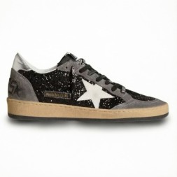 Golden Goose Ball Star Black Glitter Grey White