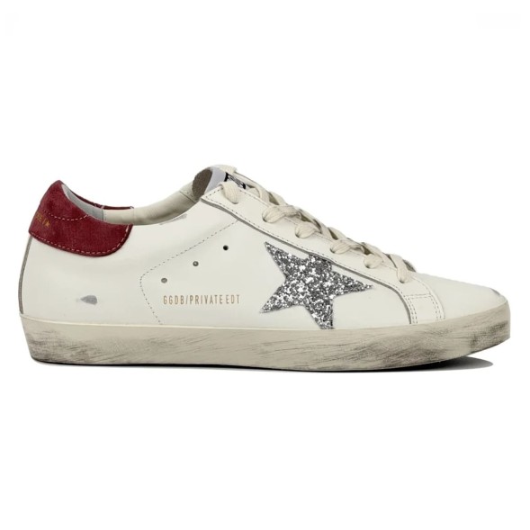 Женские кеды Golden Goose Super-Star Beige Silver Glitter Star