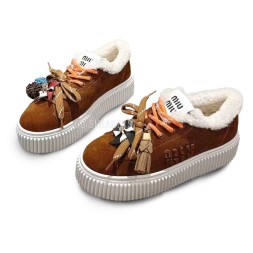 Miu Miu Winter Sneakers Platform Suede Brown
