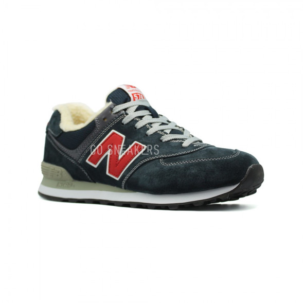Мужские зимние кроссовки New Balance 574 Navy-Red