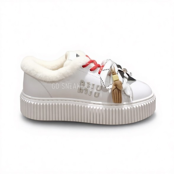 Женские зимние кеды на платформе Miu Miu Winter Sneakers Platform  White